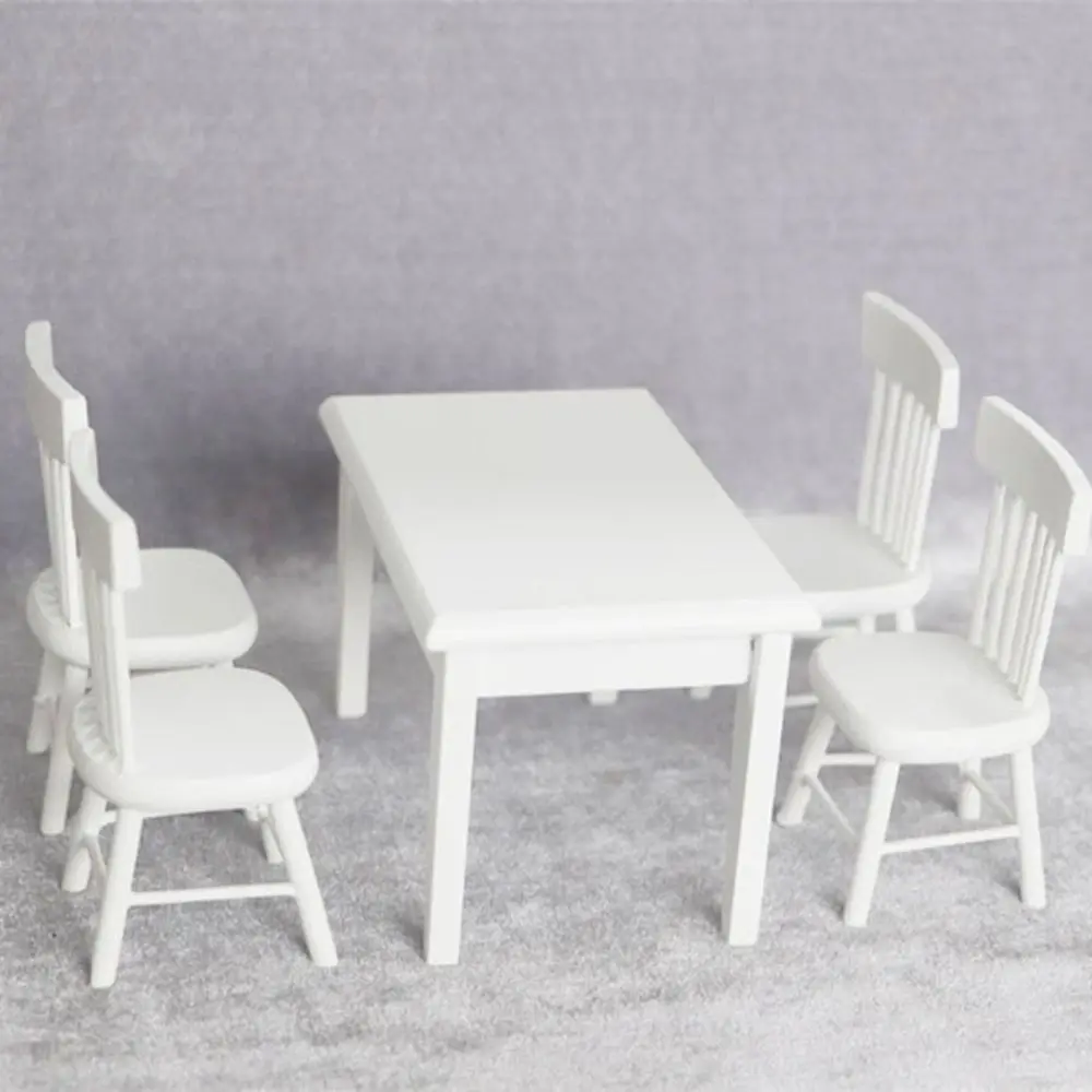

High Quality Mini Miniature 1/12 Dollhouse Simulation chair Doll House Decoration Furniture Toys Wooden Dining Table