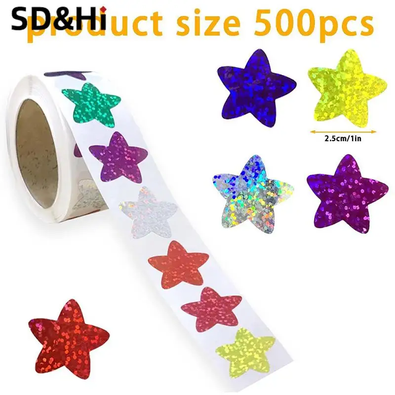 

1 рулон, цветные наклейки со звездами для детей