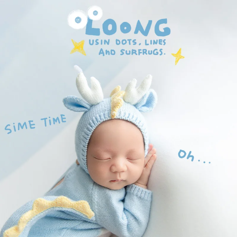 Трикотажный костюм для новорожденных одежда фотосъемки милая синяя модель