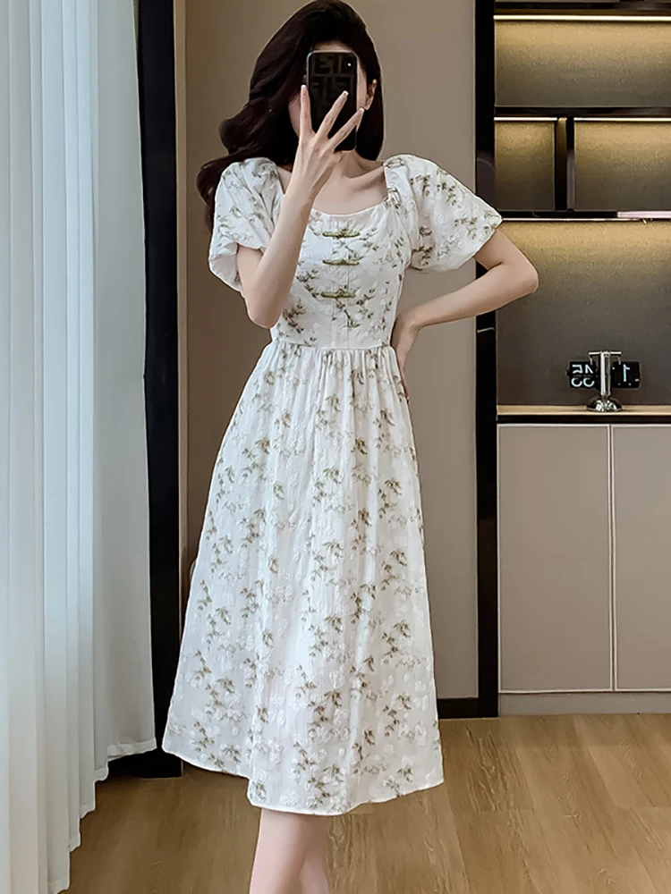 Женское жаккардовое Повседневное платье с принтом модель 2024 года корейский