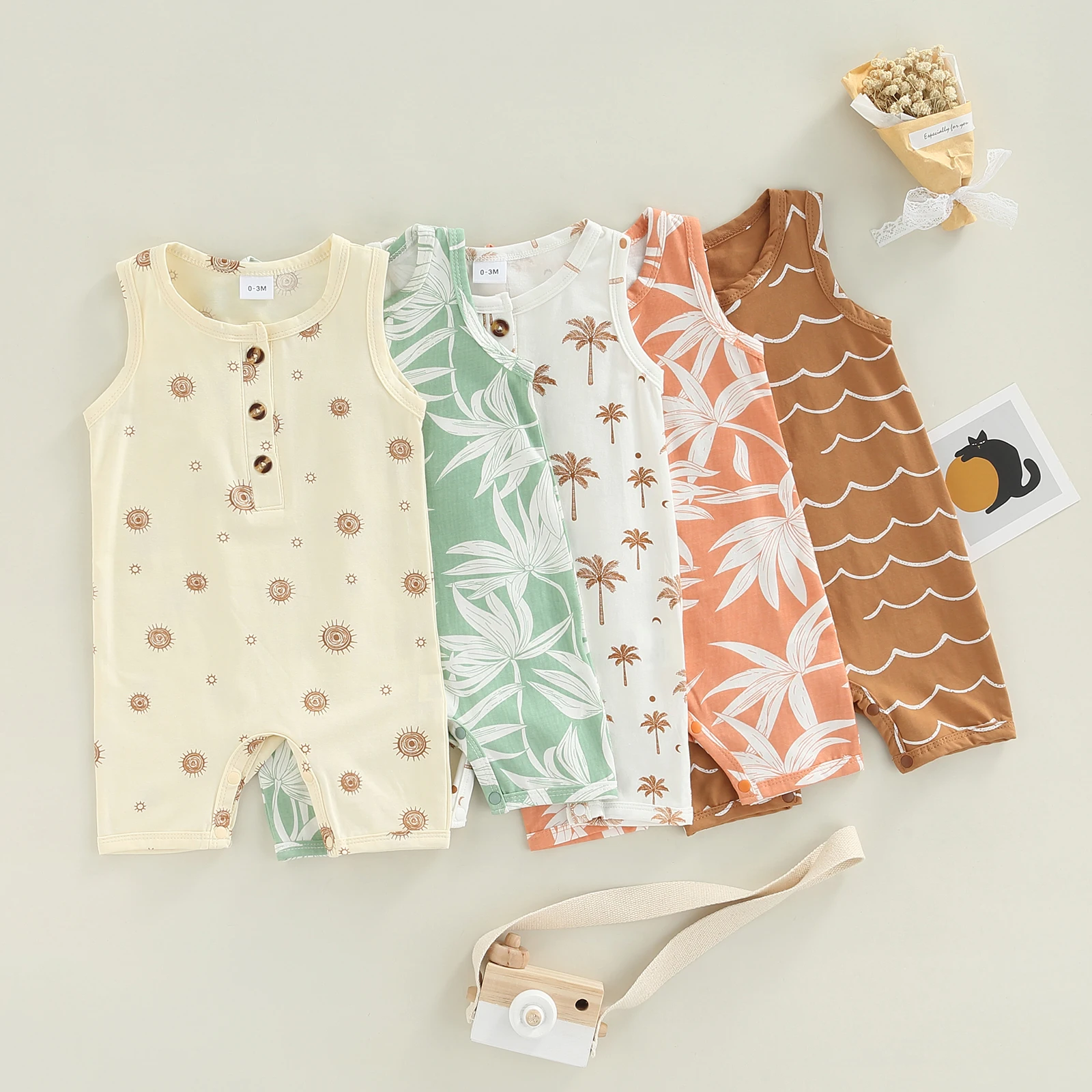 

Pudcoco 0-12M Romper Infant Baby Boy Girl Casual Summer Sleeveless Printting O-Neck Snap Crotch Jumpsuit Newborn Kids