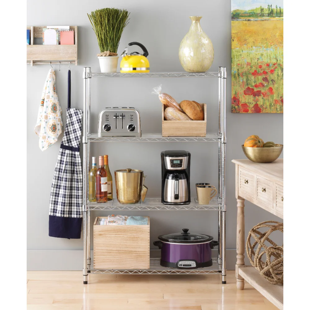 

Whitmor Adjustable 36"W x 14"D x 54"H 4-Shelf Freestanding Shelves, Chrome