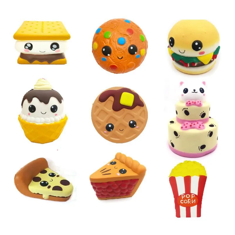 Squishy Sweet Cone PU Sandwich Biscuit Waffle Pizza Simulation Cake Slow Rebound Slow Rising Cream Scented Stress Relieve Toys