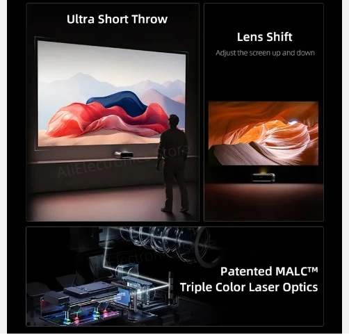 Трехцветный проектор JMGO O2 Ultra 4K 4 Гб + 64 ГБ 2800 люмен подходит для домашнего офиса