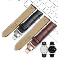 19mm 20mm 21mm 22mm genuine leather watch band for tissot t035 lilock t063 t41 curved end handmade watch strap butterfly buckle