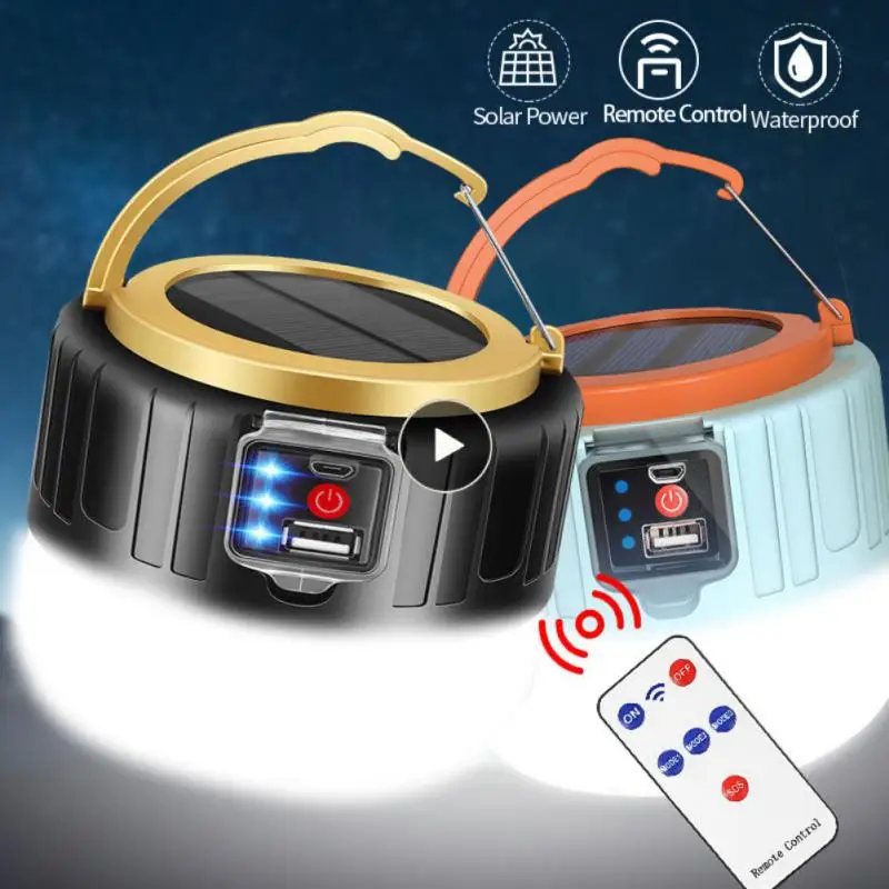 

Solar Led Camping Light Energy-saving Remote Control Rechargeable Bulb Mobile Usb Lanterns Emergency Lights For Outdoor Portable
