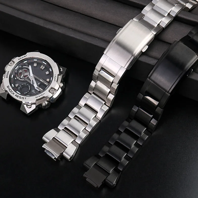 Solid Stainless Fine Steel Watchband Suitable For Casio Watch G-SHOCK Steel Heart GST-B400 Series Sports Men's Wristband Strap