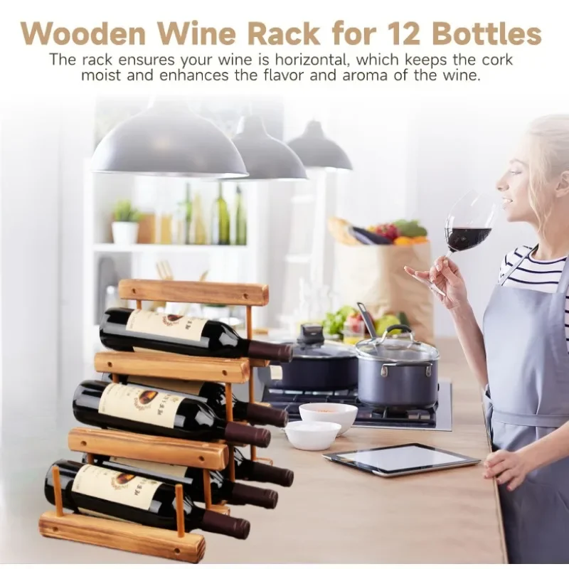 Стойка для красного вина Madeira maciça Garrafa Display Rack Decoração de casa Sala estar Bar e arm znajomy estilo simples