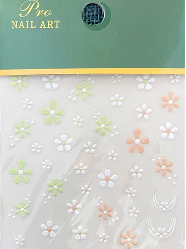 

5D Nail Stickers Flowers French Lines Decor Acrylic Embossed Sliders Strawberry Nail Decals Sweet Love Heart Manicure Decoration