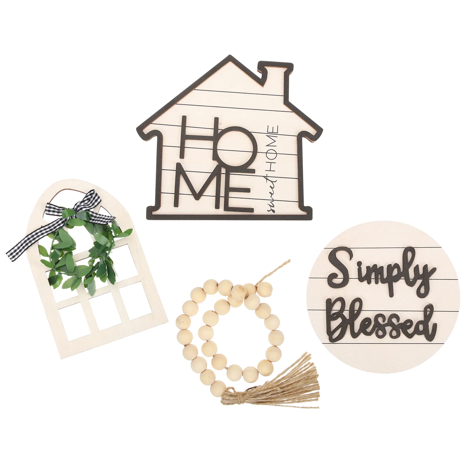 

Farmhouse Tray Garland Decor Tiered Decoration Rustic Kitchen Signs Wooden Beaded Home Hanging Ornament Table Decorations Spring