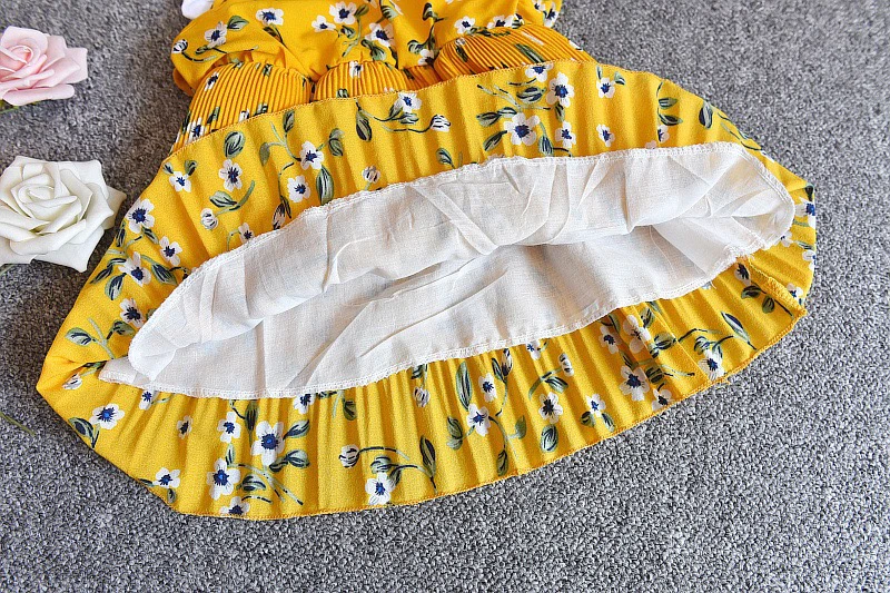 

Fake Two-Piece Dress Yellow Floral