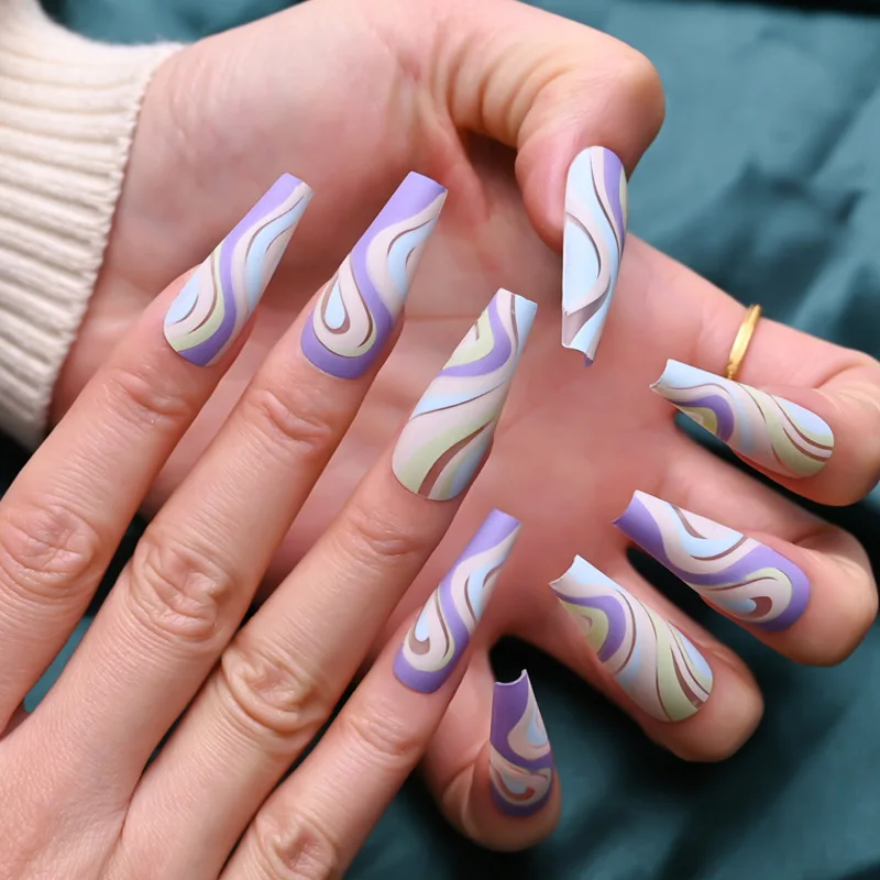 

Free Shipping 24pcs Reusable Black Bowknot False Nails Art Gyaru Gradient Easy Wear Snake Style Manicure Long 1 Dollar Item