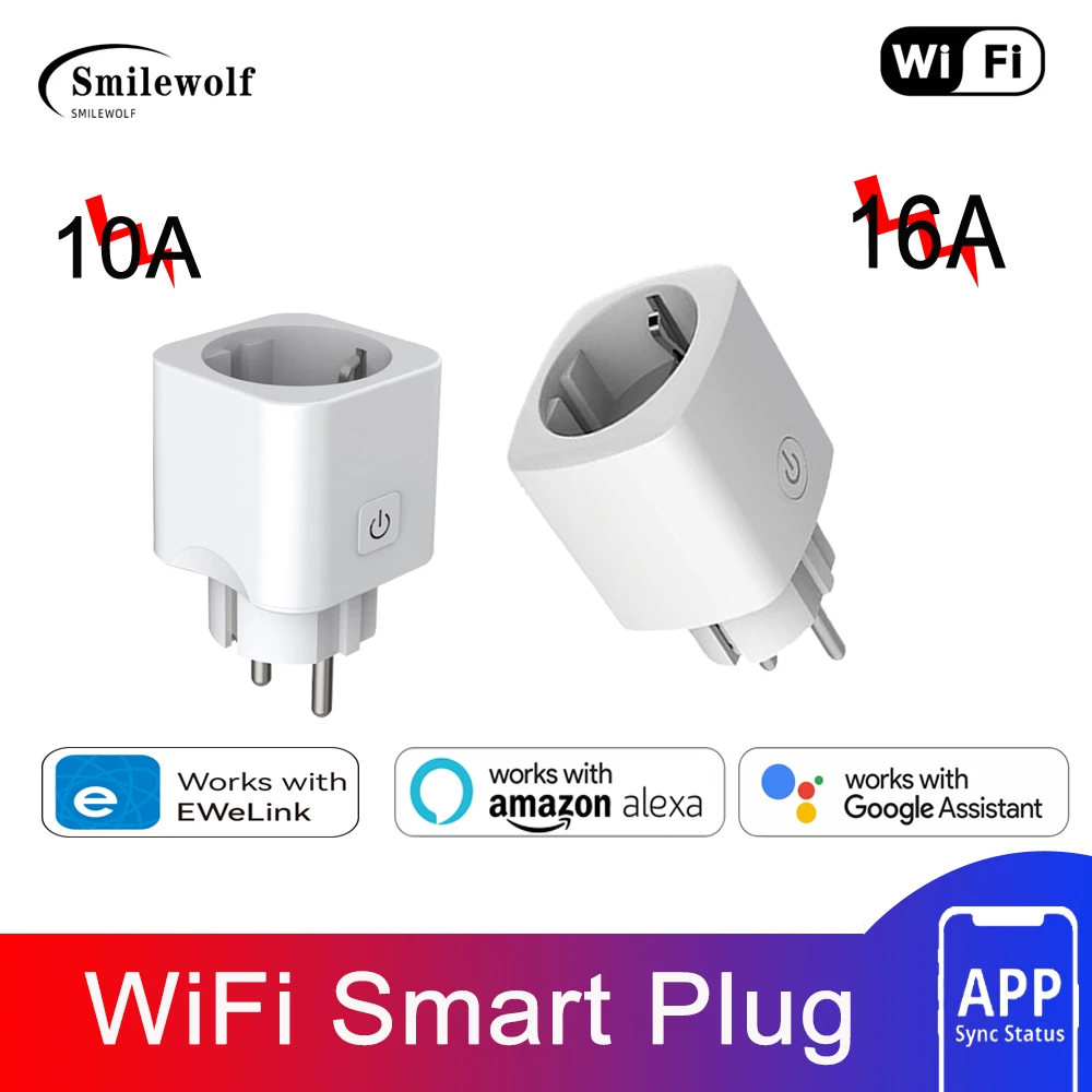

Smilewolf EU Plug 10A,16A WiFi Smart Plug wireless Socket Works With eWeLink APP Support Alexa Google Home Yandex Alice