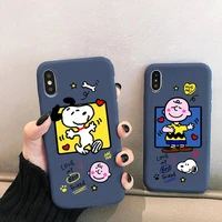 cartoon dog snoopy phone case for iphone 13 12 mini 11 pro xs max x xr 7 8 6 plus candy color blue soft silicone cover