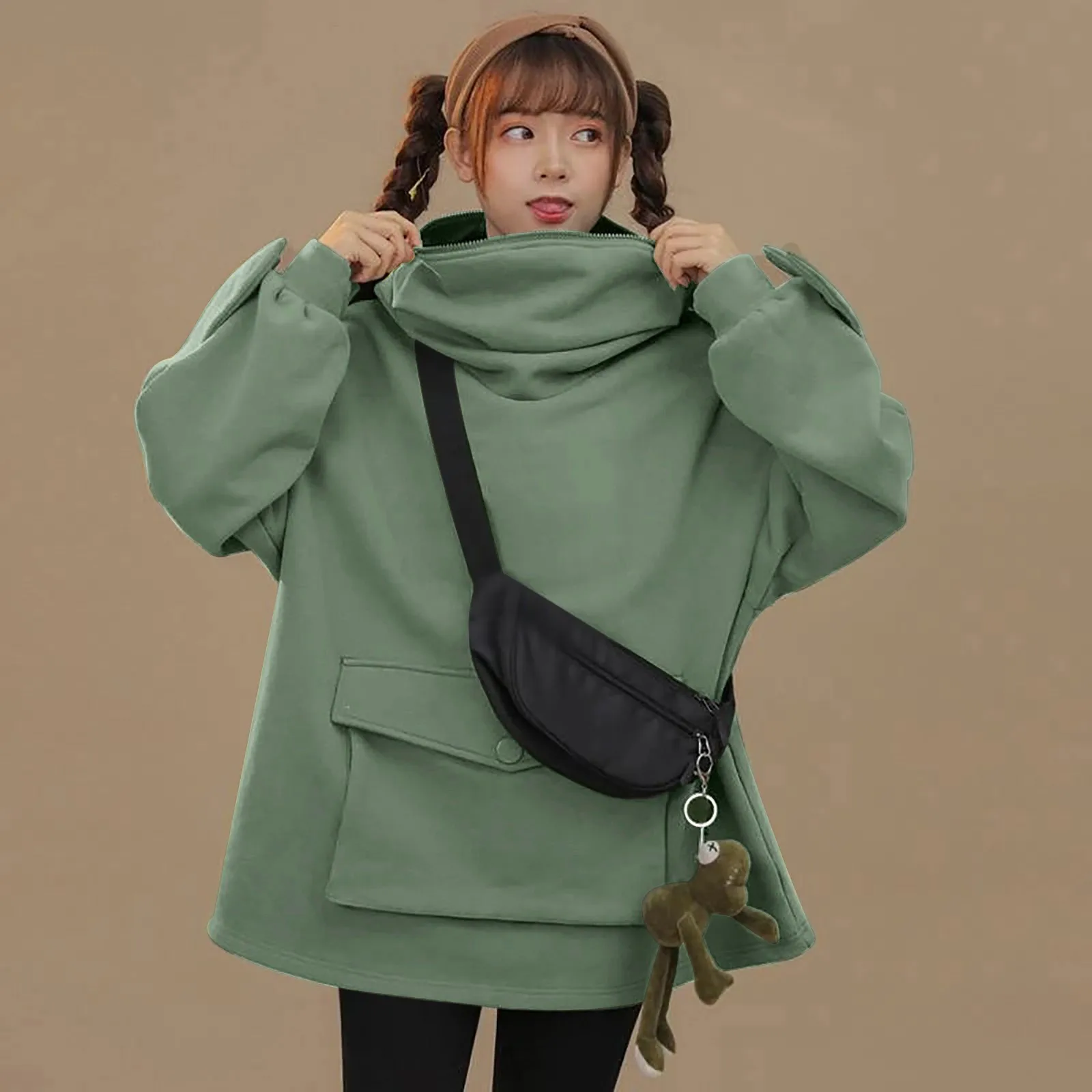 

Women's hoodies Pullover Animal Design Sweatshirt Three-dimensional Cute Hoodie tops Women Solid Color High Street Streetwear