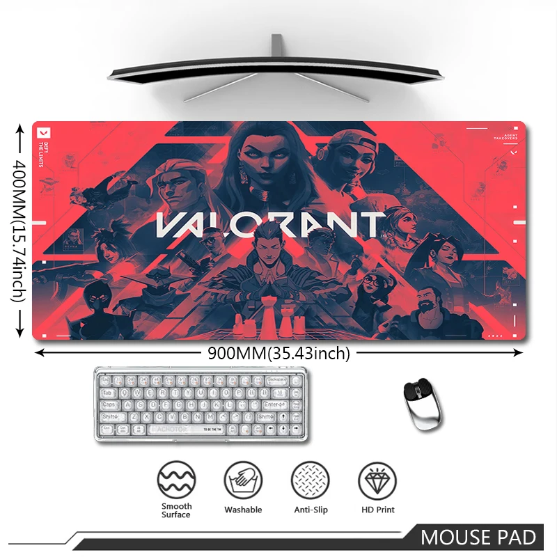 

Valorant Mouse Pad Large Gaming Mousepad Gamer Table Computer Desk Mats Anti-slip Locking Edge Mousemat Game Mousepads 90x40cm