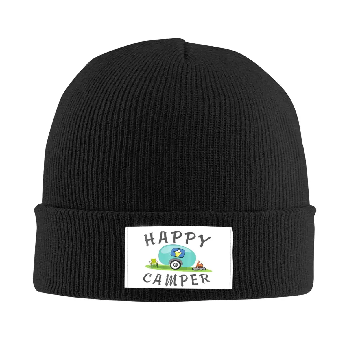 

Happy Camping Trailer Camper Skullies Beanies Caps Fashion Winter Warm Men Women Knit Hat Unisex Adult Bonnet Hats