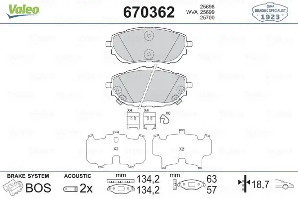 

670362 для десяти тормозных колодок AURIS/1.4d 13