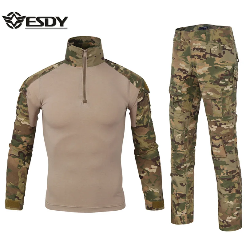 ESDY 2022 Top+pants Outdoor Frog Suit Long Sleeve Overalls Camouflage Military Camping Tactical Jungle Soldier Tracksuit Men Set