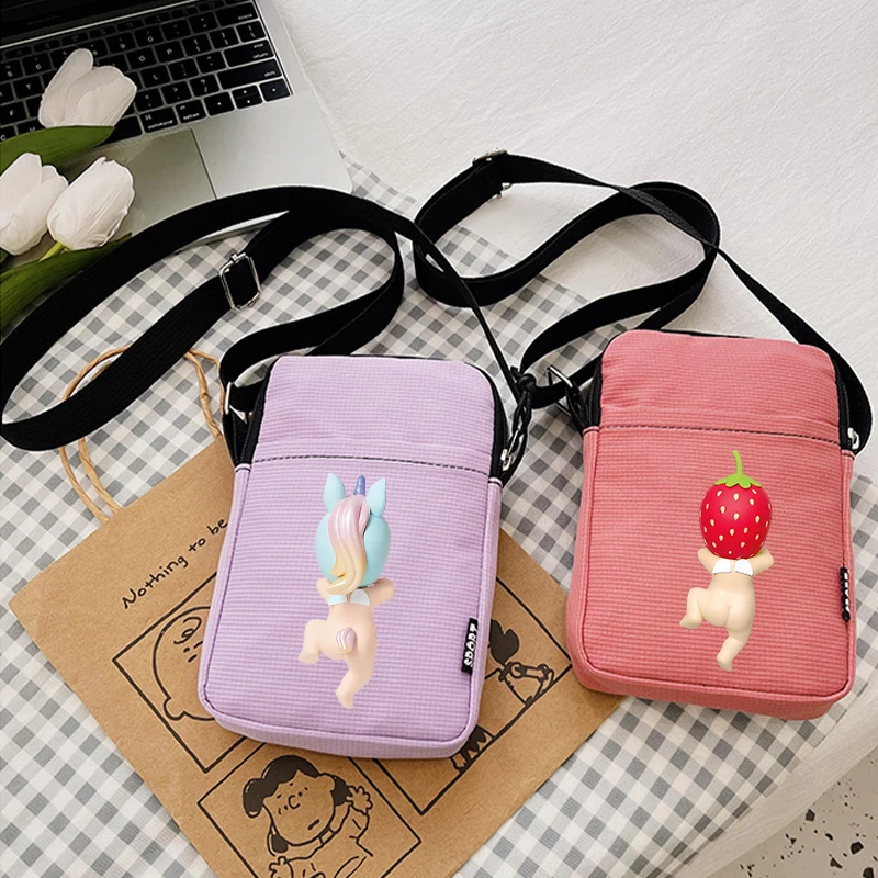 Sonny Angel Shoulder Bags Anime Printed Canvas Square Messenger Bag Fashion Women's Cellphone Pouch Diagonal Kids Xmas Gift