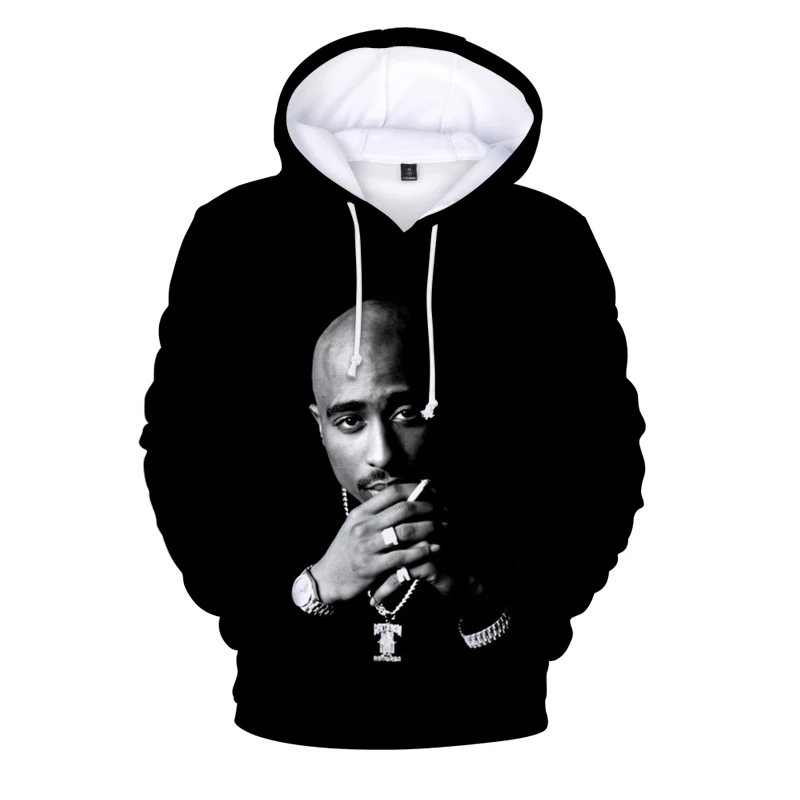 

Men Hoodie Hip Hop 2pac 3d Hoodie Sweatshirt Men Autumn Winter Pullovers Print Rapper Tupac Hoodies Long Sleeve Tops Black Hoode