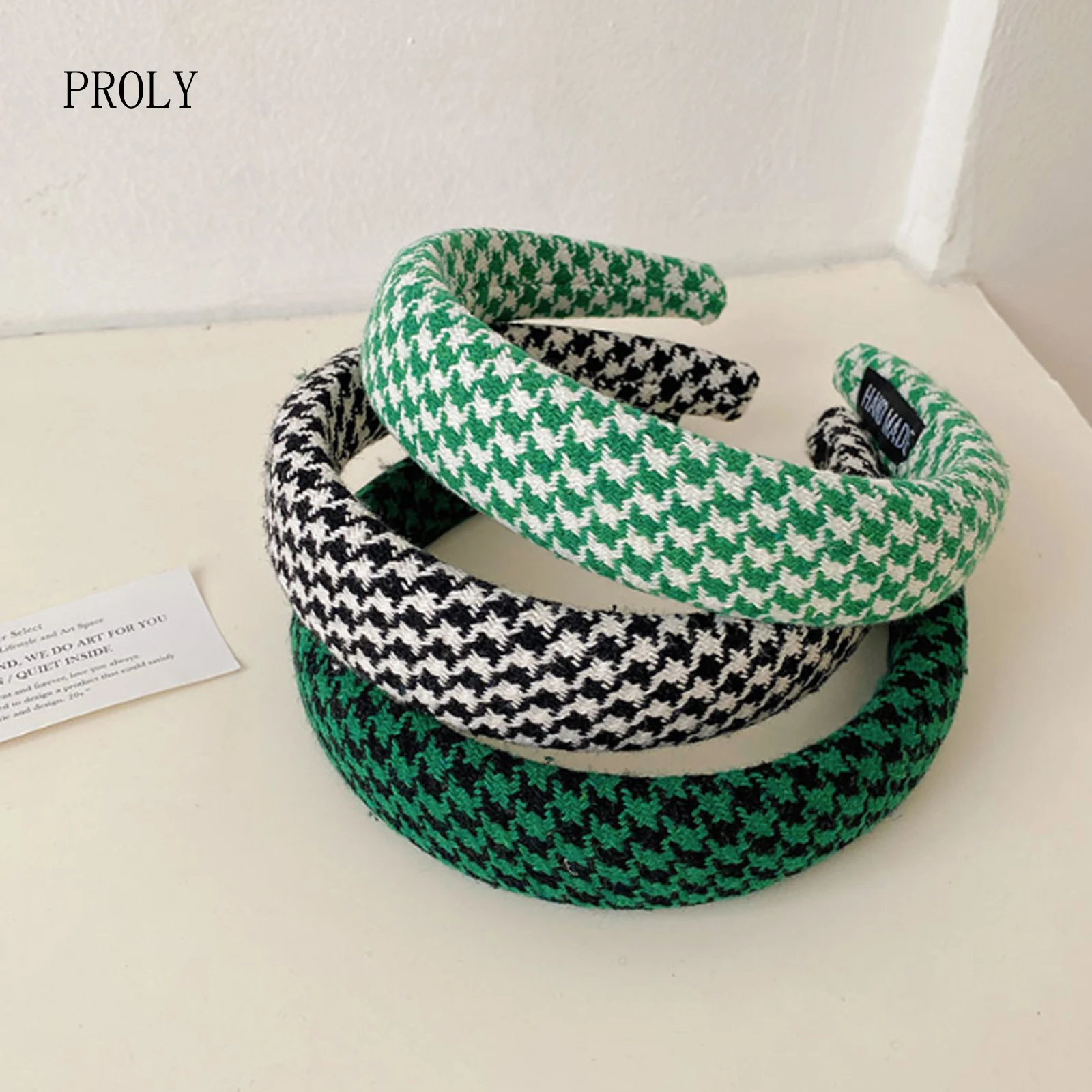 

PROLY New Fashion Women Headband Wide Side Spongy Houndstooth Hairband Casual Autumn Turban Adult Hair Accessories Wholesale