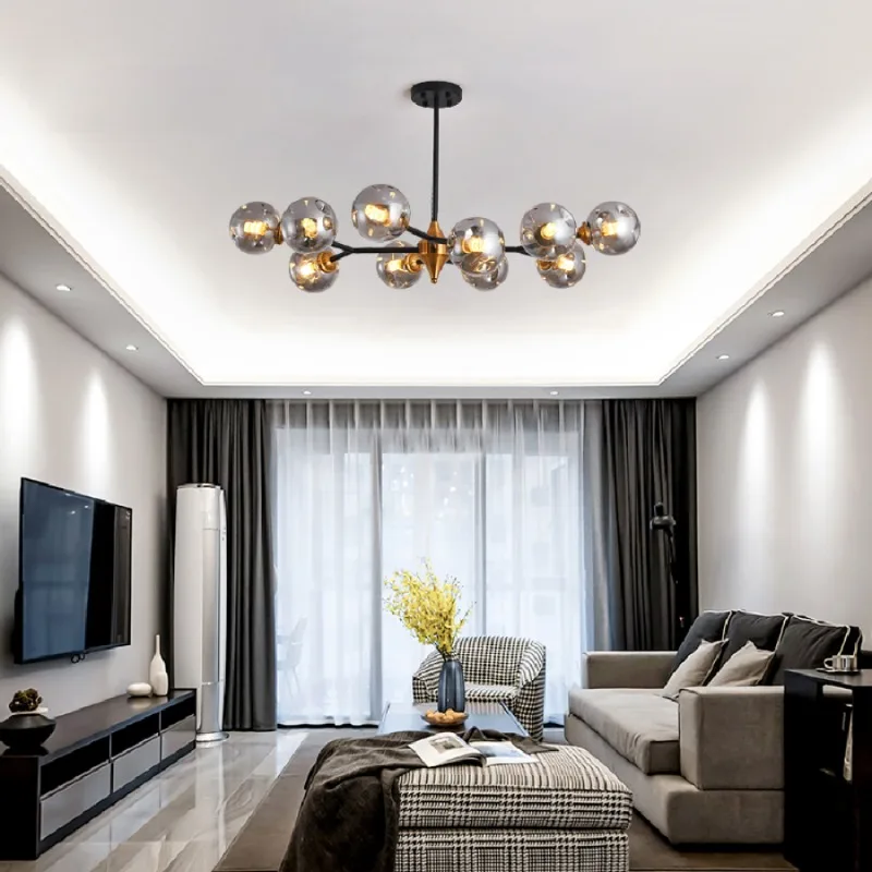 

Chandeliers Lights LED glass Nordic living room bedroom attic kitchen ceiling lamp transparent bulb indoor