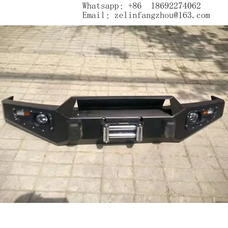 Фото Стальной передний бампер с вырезами под буксировочный крюк для Mitsubishi Pajero Montero V60 V70 V73 V77, внедорожный, усиленный. №2