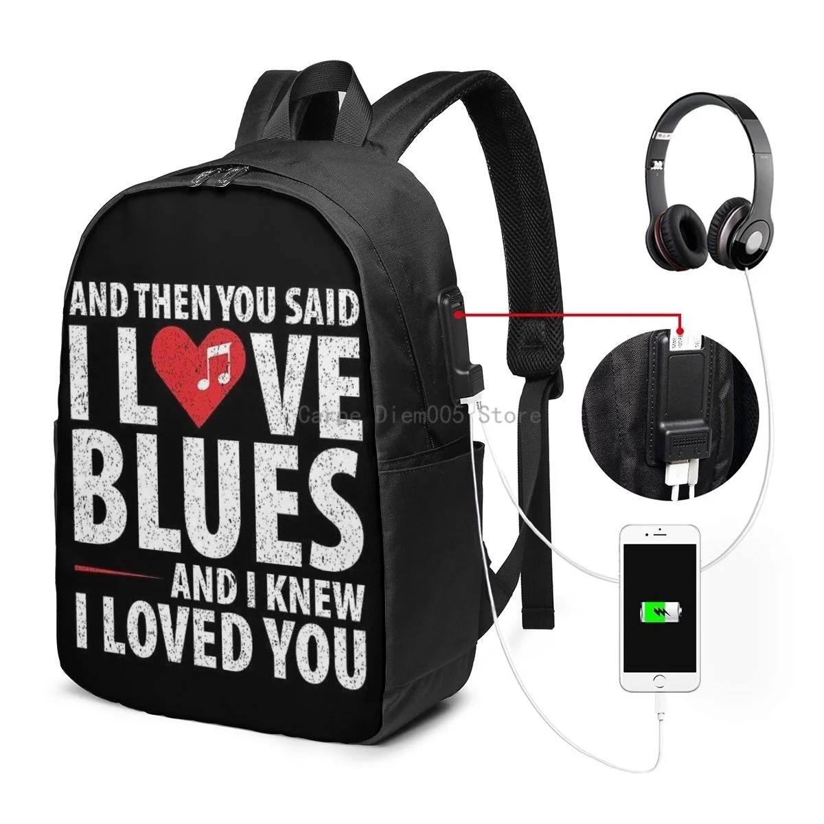 

And Then You Said I Love Blues And I Knew I Loved You USB Backpack 17 In