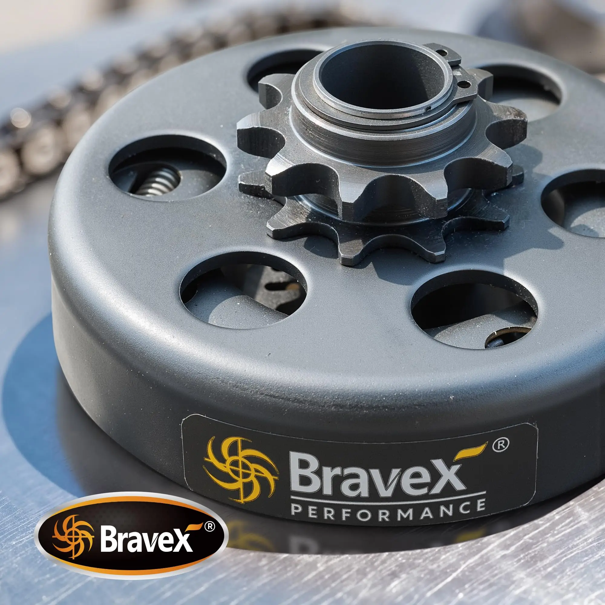 Центробежное сцепление Bravex, диаметр 34 дюйма, 10 зубьев, для картингов и мини-мотоциклов # 40 # 41 # Цепь 420, усиленная, для картинга и внедорожных мотоциклов (art.: 3920db65535bb) - 3920db65535bb