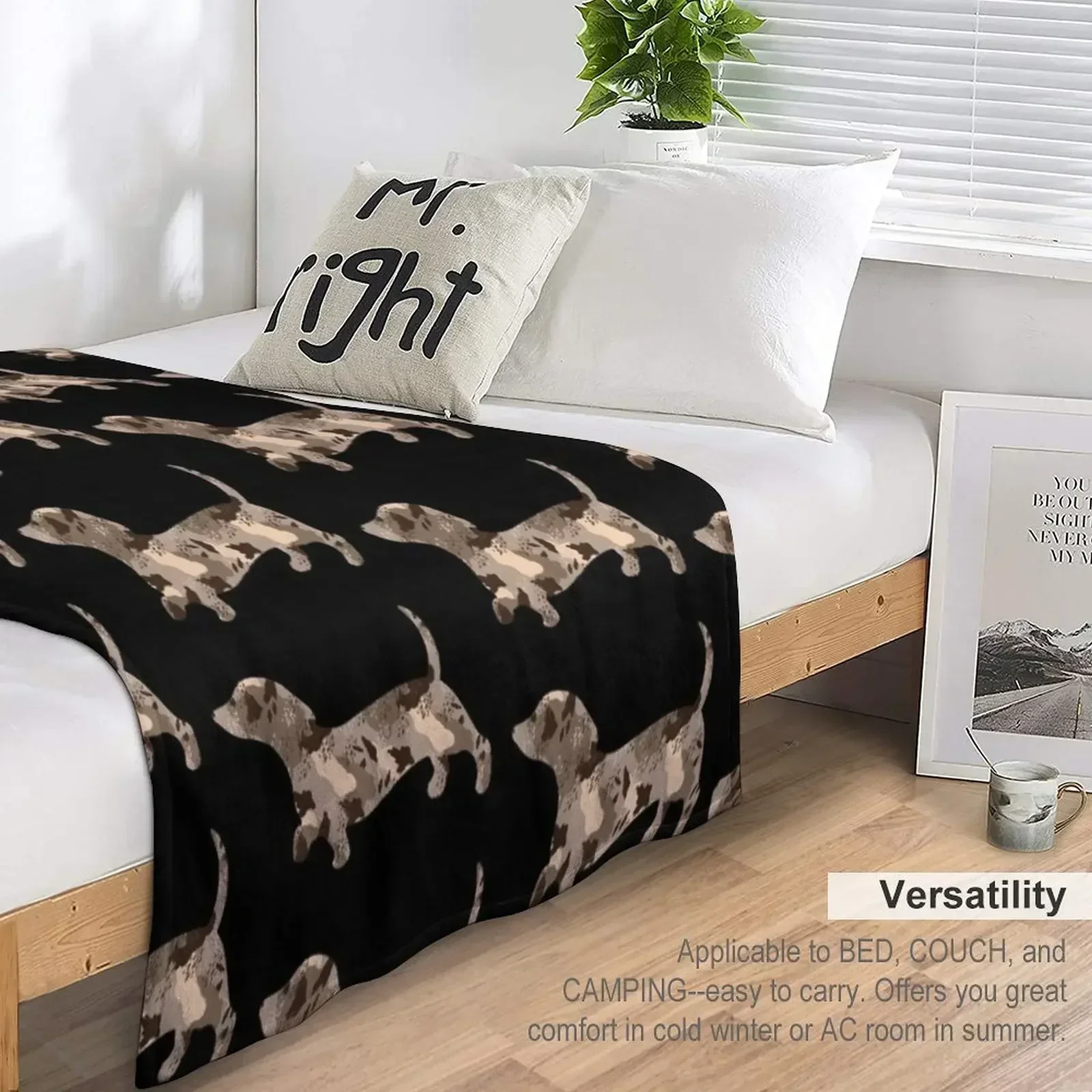 Плед с рисунком собаки Dapple таксы для дивана походные одеяла ребенка тонкие