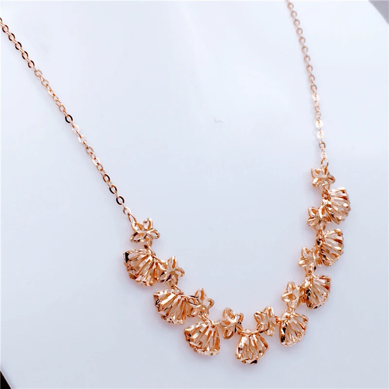 

New 585 Purple Gold Necklace Plated 14K Rose Gold Star Seashells Chain Pendant Exquisite Light Luxury Wedding Engagement Jewelry