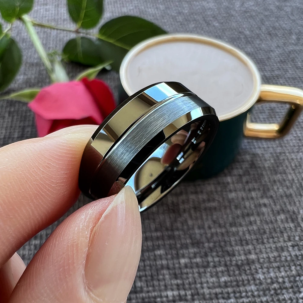 Dropshipping TUSSTEN 6/8MM Grooved Tungsten Carbide Ring Men Women Plain Band Classic Jewelry  Comfort Fit