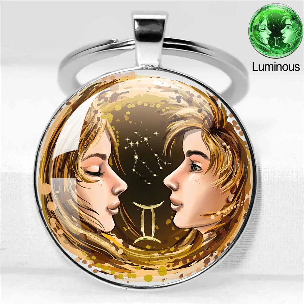 Стеклянный брелок для ключей 12 созвездий цвет в ассортименте