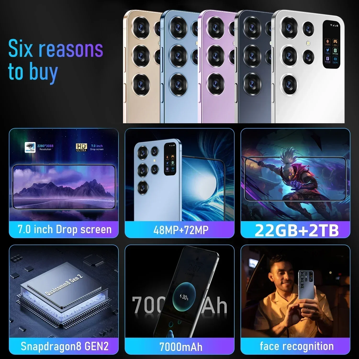 Оригинальный смартфон S24 Ultra глобальная версия 5G мобильные телефоны 7000 мАч