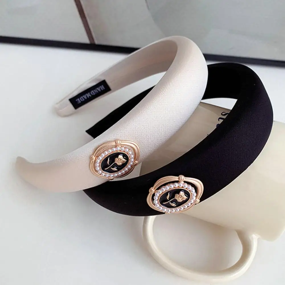 

Chic Women Headband Wide Band Romantic Retro Elastic Headband High-end Women Hair Tie Headgear