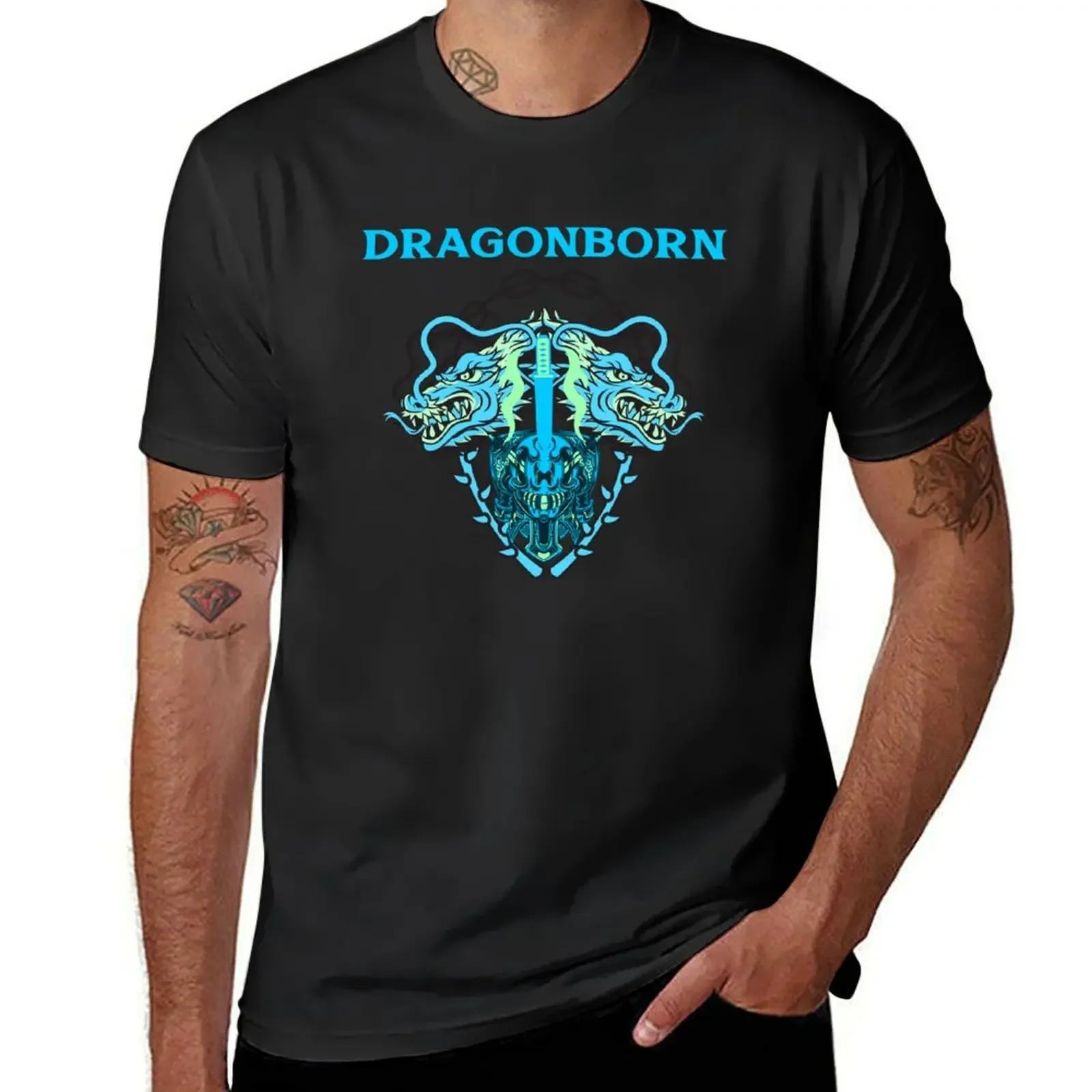 Мужская футболка с аниме-принтом Dragonborn Винтажная