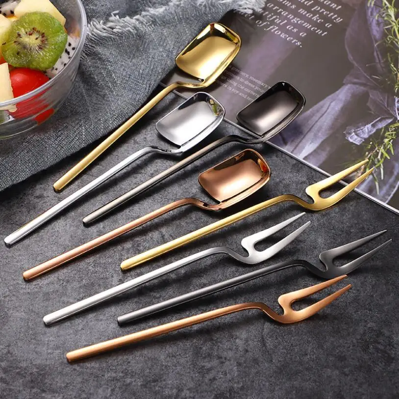 

Dessert Fruit Fork Cake Ice Cream Spoon Coffee Stirring Scoop Hanging Cup Honey Spoon 304 Stainless Steel