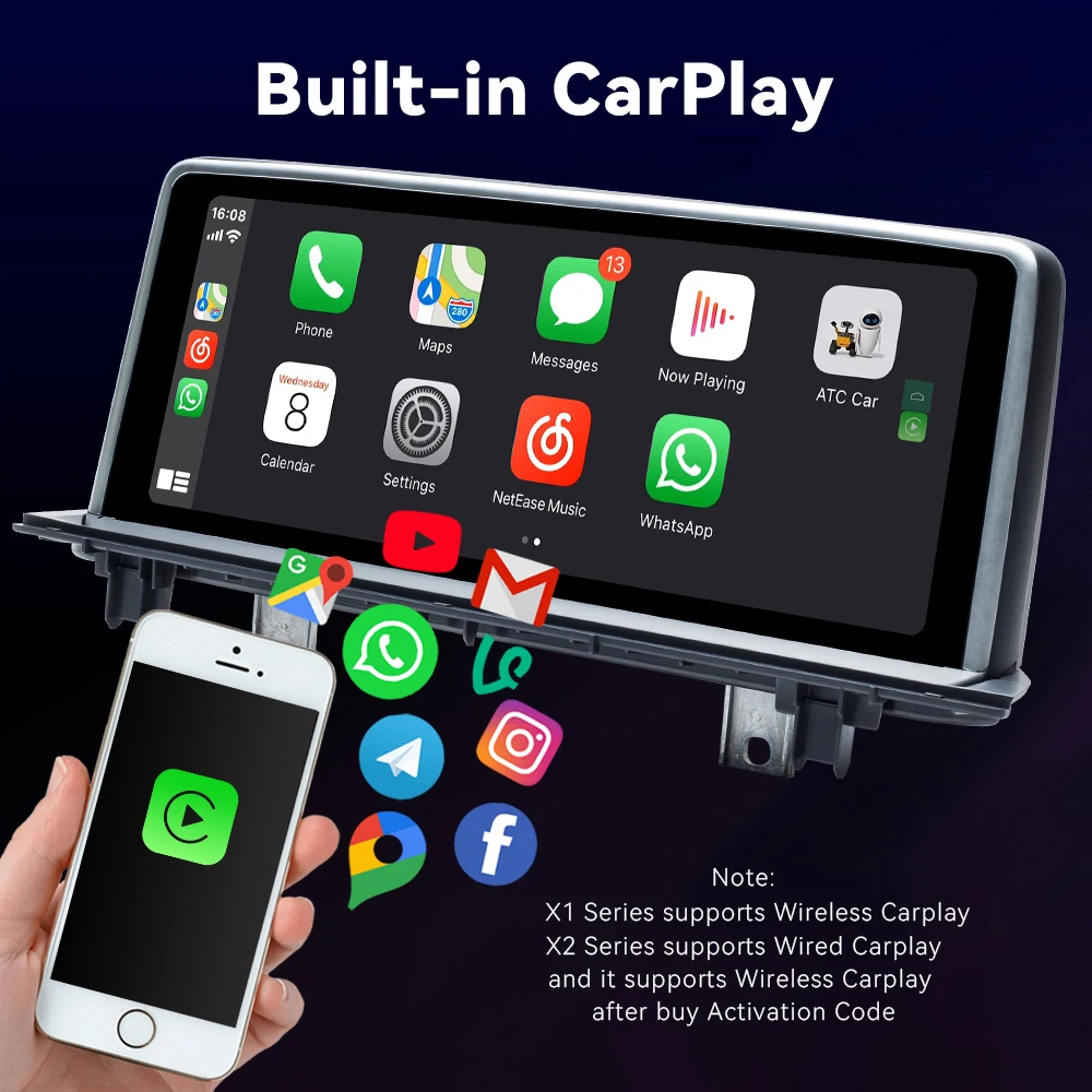 6ГБ Carplay Android 11 Мультимедиа-радио для BMW X1 F48 2016 2017 Система NBT 10,25" IPS Навигация RDS GPS Автомагнитола