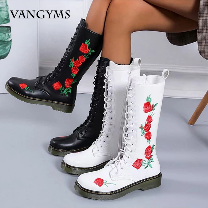 

Женские винтажные ботинки на платформе, высокие ботинки на шнуровке с круглым носком и цветочным принтом, модная женская обувь в британском...