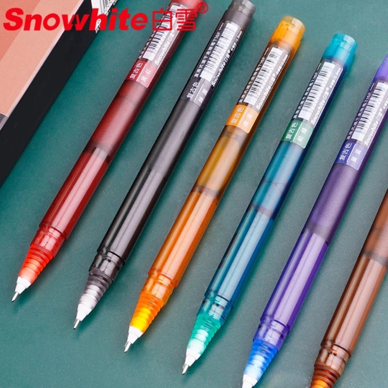 

6 Pcs Colored Fine Point Gel Pen Straight Liquid Writing Pen Quick Dry Ballpoint Pen Marker Pen School Office Supplies W3JD