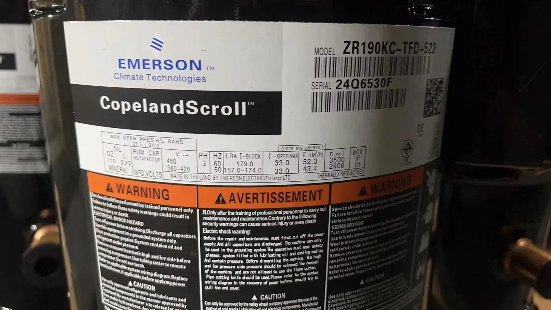Компрессор Emerson Copeland ZR61KCE-TFD-522 ZR61KC-TFD-522 мощностью 5 л.с. для систем кондиционирования воздуха. (art.: 3920dcf0ff733) - 3920dcf0ff733