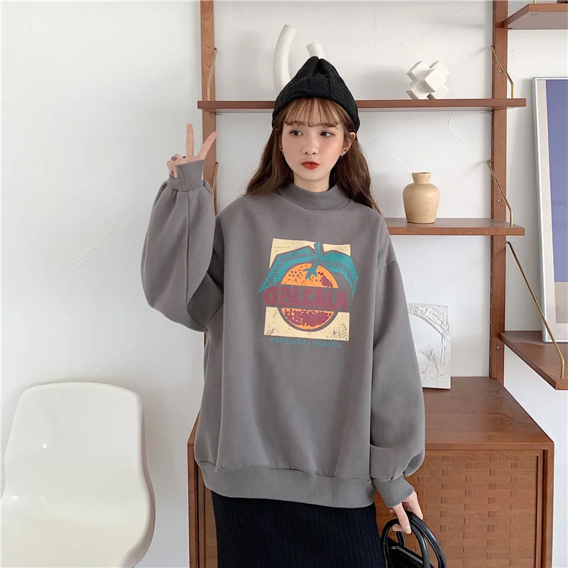 

1323 New style loose mid-length letter print vintage BF style long-sleeved Sweatshirts