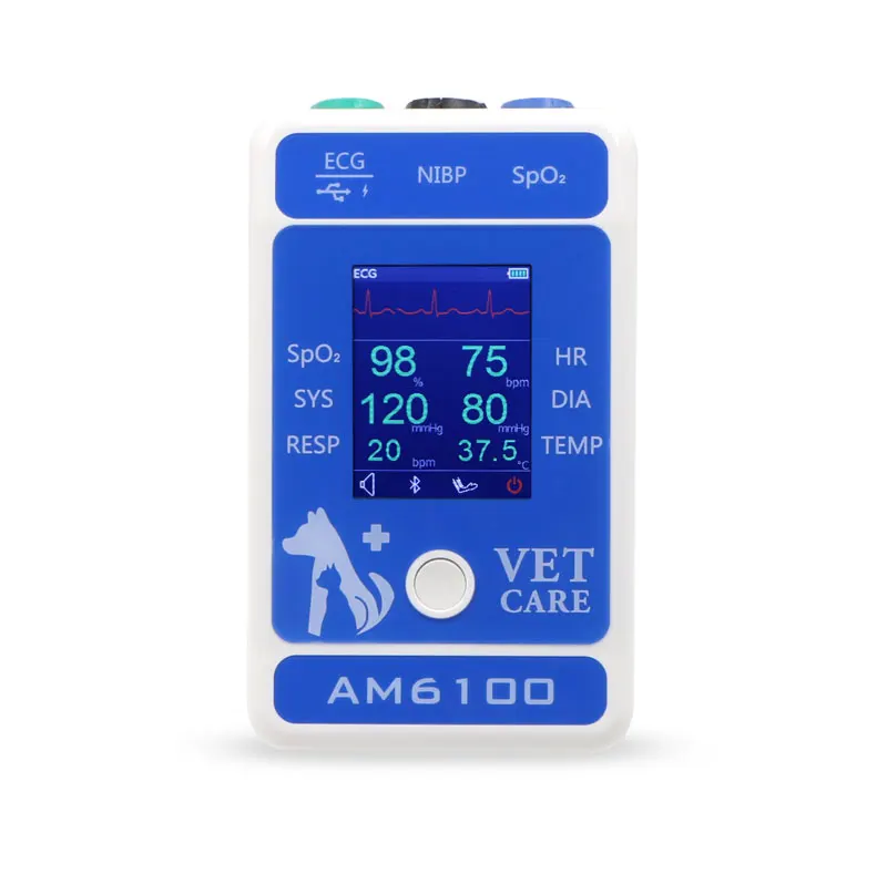 

AM6100 Ветеринарный монитор, медицинский прибор для наблюдения за животными для измерения частоты сердечных сокращений spo2, дыхания, ЭКГ и темп...