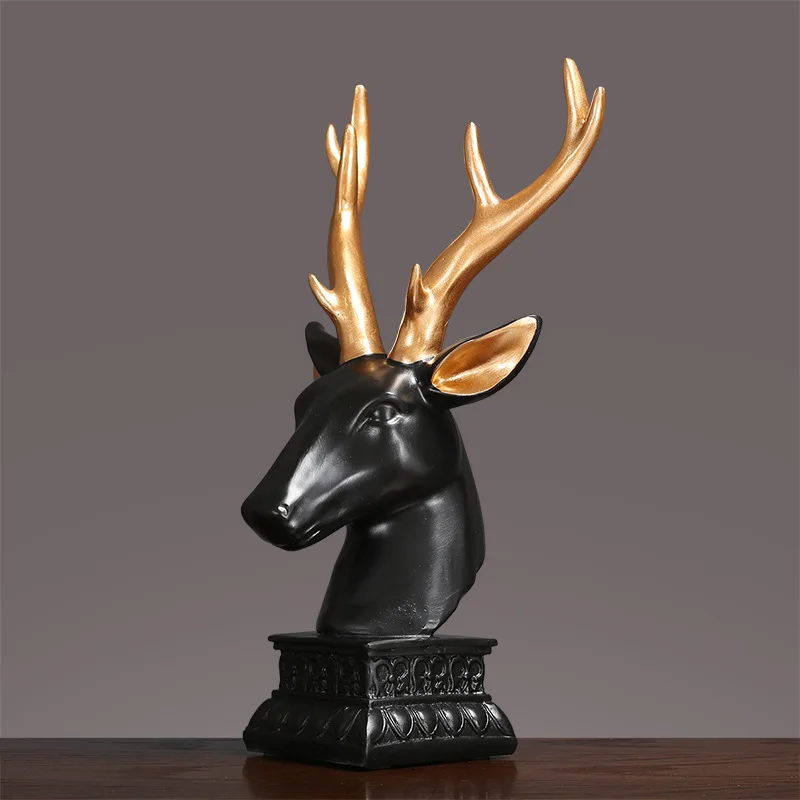 

American Lucky Deer Head Furnishings Crafts European Deer Model Home TV Cabinet Model Room Soft Decoration Ornaments