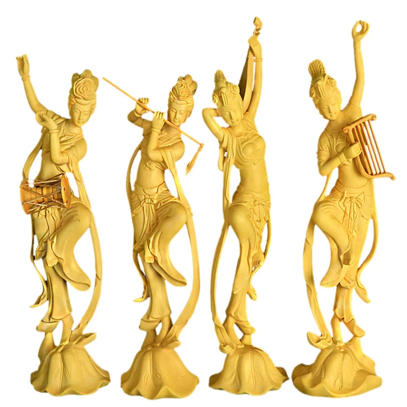 Самшит 25 см Дуньхуан Красота Скульптура Китайская Мифическая Фея Фэн Шуй