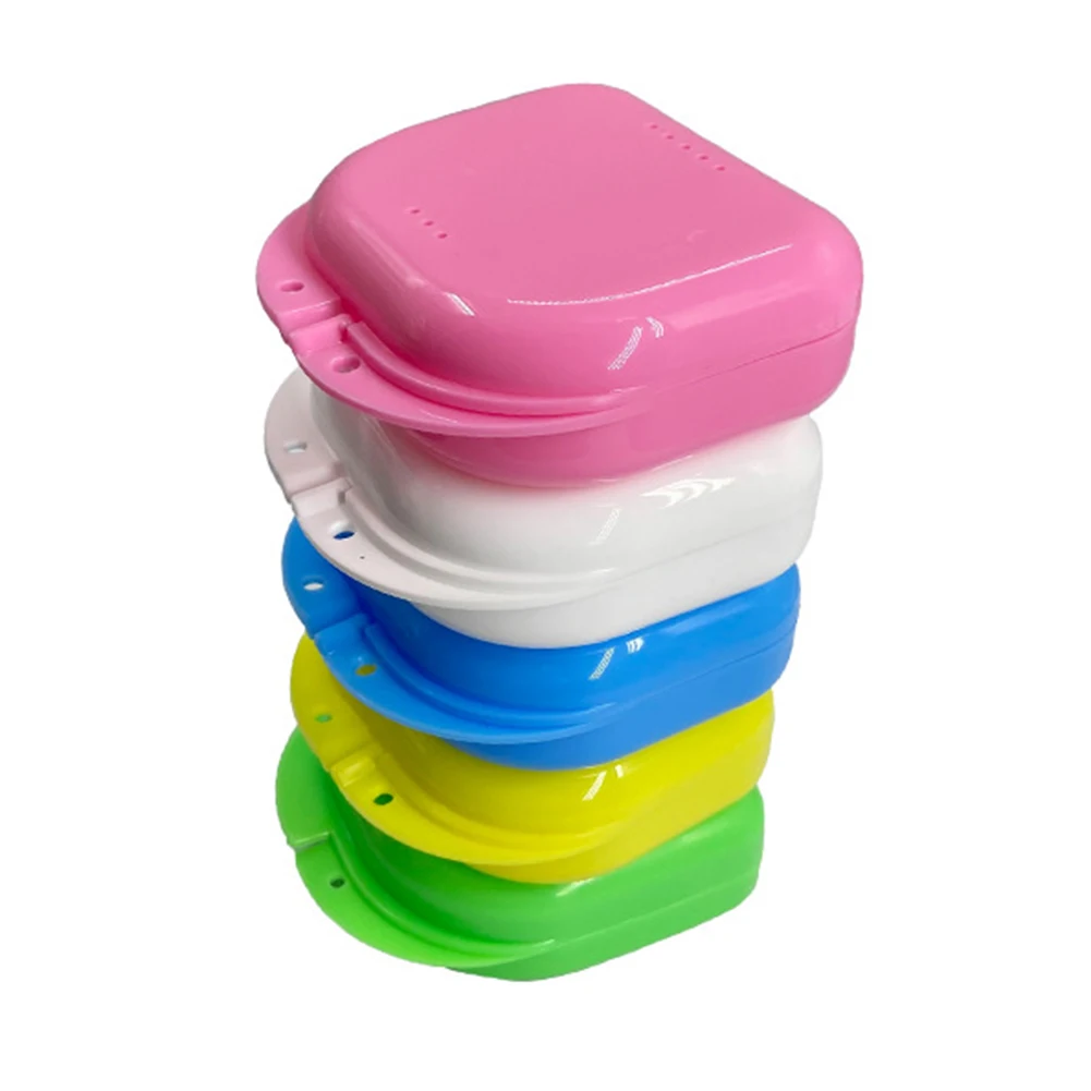

5 Colors Fake Teeth Orthodontic Case Dental Retainer Mouth Guard Denture Storage Plastic Box Oral Hygiene Supplies Organizer