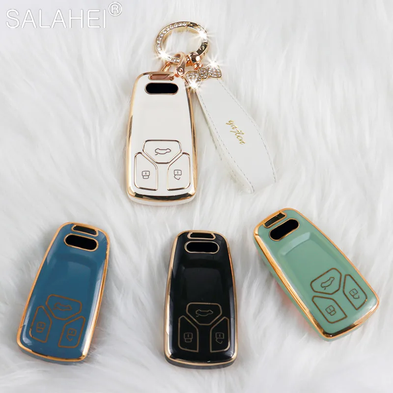 

TPU Car Key Fob Case Cover Shell Holder For Audi A4 A5 A6 A7 A8 E-tron Q5 Q7 Q8 C8 D5 Gold S4 S5 A4L 4m TT TTS RS 8S Accessories