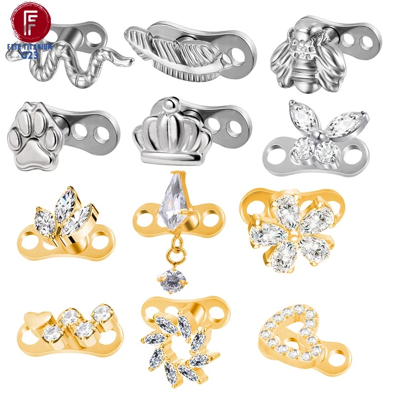 F136 титановый дермальный якорь для ногтей искусственная кожа цирконий 16 г нить