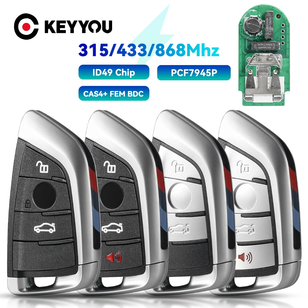 

KEYYOU ID49 PCF7953 315/433/868MHz KeylessGo Remote Car Key For BMW 1 3 5 7 Series X1 X3 X5 X6 X7 F CAS4 CAS4+ FEM 2011-2017